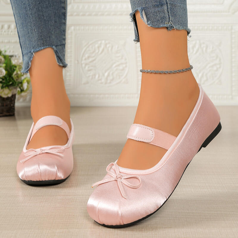 Fashion Elegant Bowknot Decoration Ballet Shoes Women 2025 Autumn Sweet Round Toe Flat Heel Mary Jane Shoes Fashion Dress Party Shoes