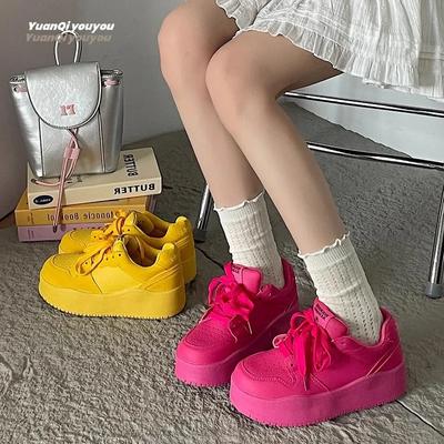 Hot Selling Women's Skateboard Shoes In Spring/autumn Fashionable and Trendy Casual Shoes Thick Soled Comfortable Sports Shoes