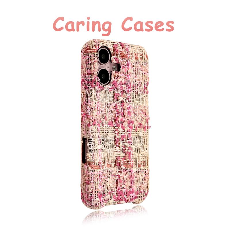 For iPhone 17 Pro Max Case Pink Tweed Boucle Shell Winter Couple Compatible with iPhone 16 15 14 13