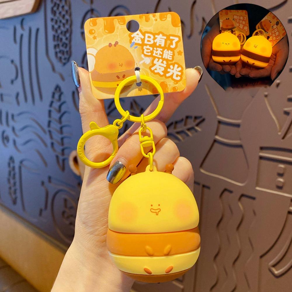 

Creative Bag Pendant Kawaii Car Key Ring Portable Bee Glowing Keychain Student Style 1