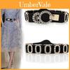 Fashionable Rhinestones And Metal Buckle Decorations Womens Elastic Waist Belt With Metal Buckle For Casual Dress