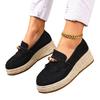 Scarpe Loafer Donna Autunno Decorazione con Perline Colorate Stile Bohemia Comfort Zeppa in Canapa Scarpe con Tasselli Moda Scamosciate Slip-On