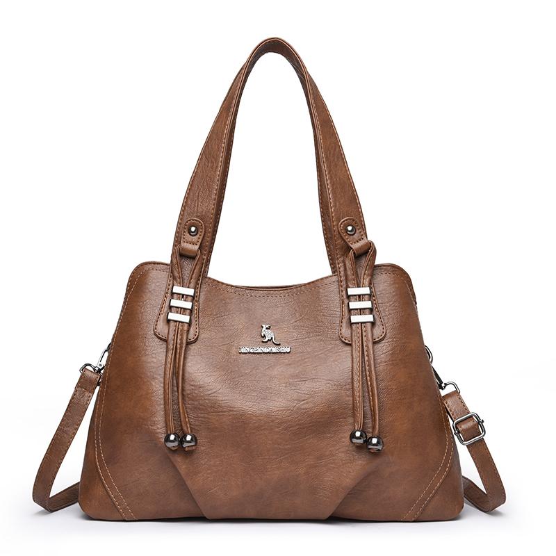Women's Soft Leather Bag Solid Color Tote Bag Mother Bag Crossbody Bag