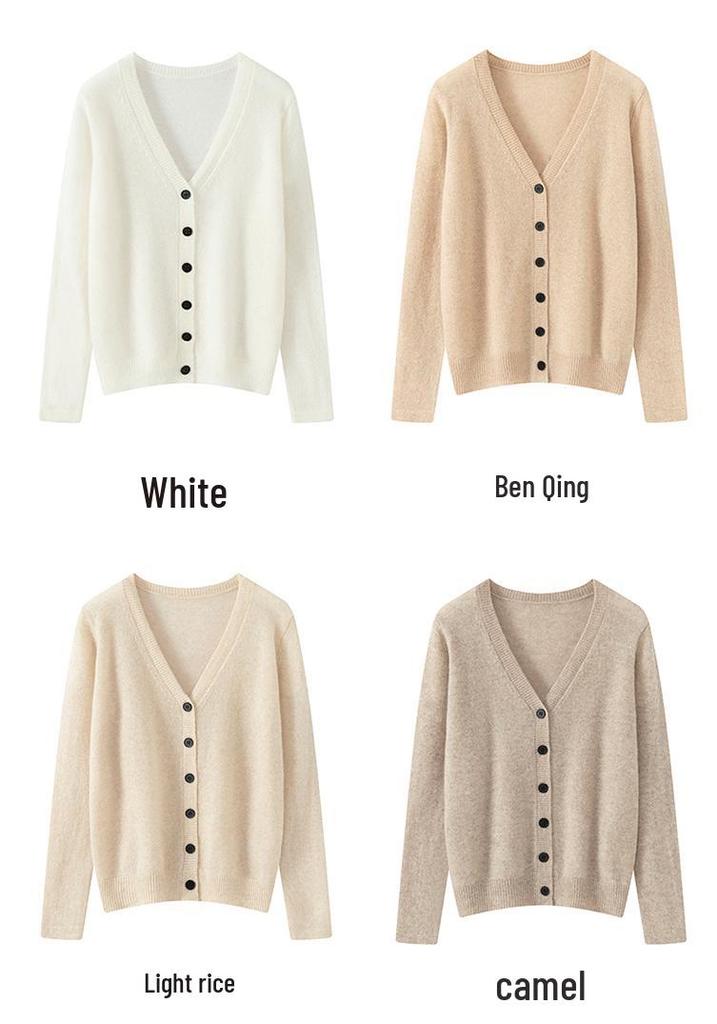 Women's 100% Pure Cashmere V-Neck Cardigan - New Fashion, Casual Knit Sweater Coat
