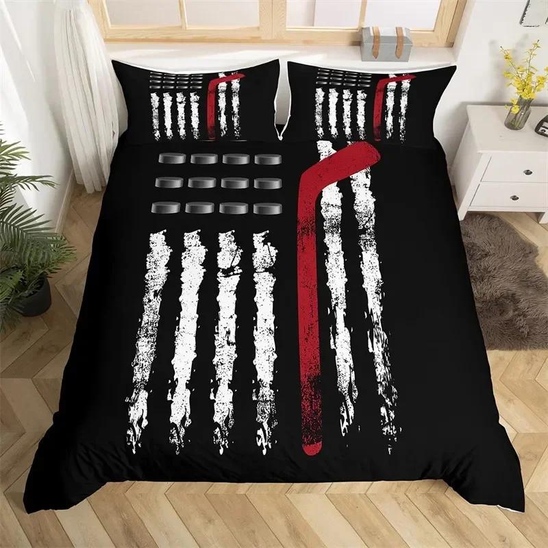 Ice Hockey Duvet Cover Hockey Comfortable Duvet Quilt Cover Pillowcase Bedding Set Children Bedroom Decoration Home Textile