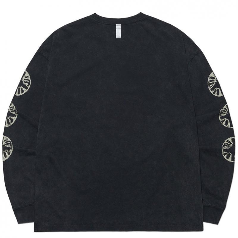 NOMANUAL Long Sleeve Tee   Washed Black