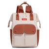 Colorblock Nylon Convertible Backpack with Dual Front Flap Pockets Top Handle Casual Daypack for Women Daily