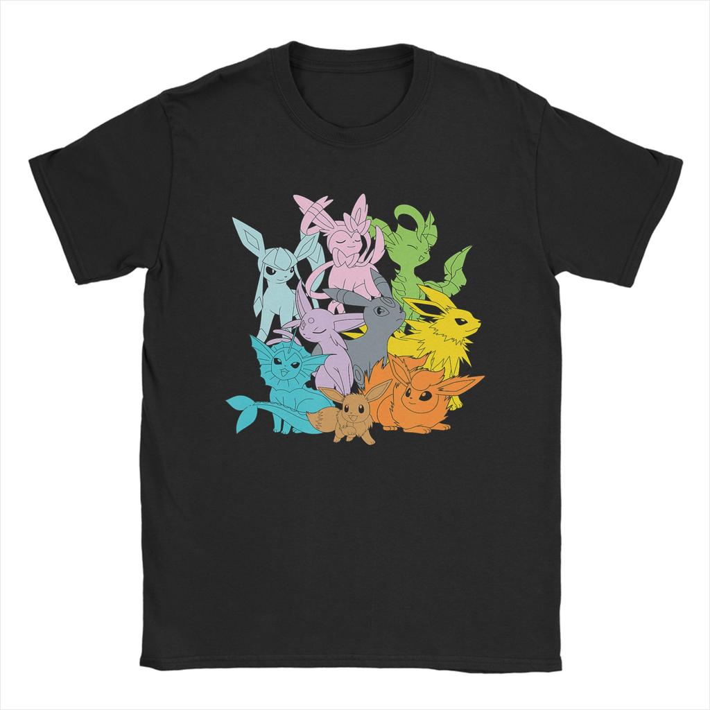Pokemon Pikachu And Eeevee Wagara Pattern TShirt Summer  Harajuku T Shirts Male Cotton O Neck Plus Size 5XL Tees Short Sleeve