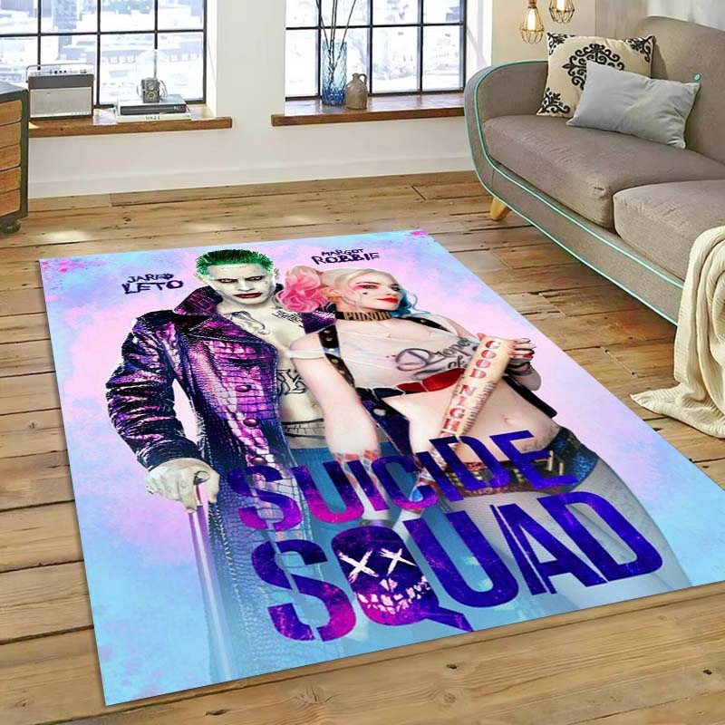 Der Teppich The Suicide Squad, inspiriert vom Actionfilm, eignet sich für Wohnzimmer, Schlafzimmer, Nachttischbereiche, Balkone und andere