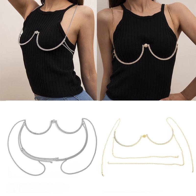 Body Jewelry Chest Bracket Bras Chain Body Chain Bra For Women Sexy for Rhinestone U-Shaped Bikini Chest Bracket Bra Cha