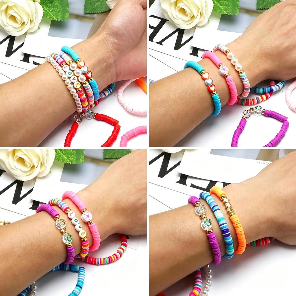 Freundschaftsarmbänder für Mädchen, 10er-Set niedliche Preppy Perlenarmbänder für Teenager-Mädchen, Partnerarmbänder für Freunde, Geburtstagsgeschenke für Tochter