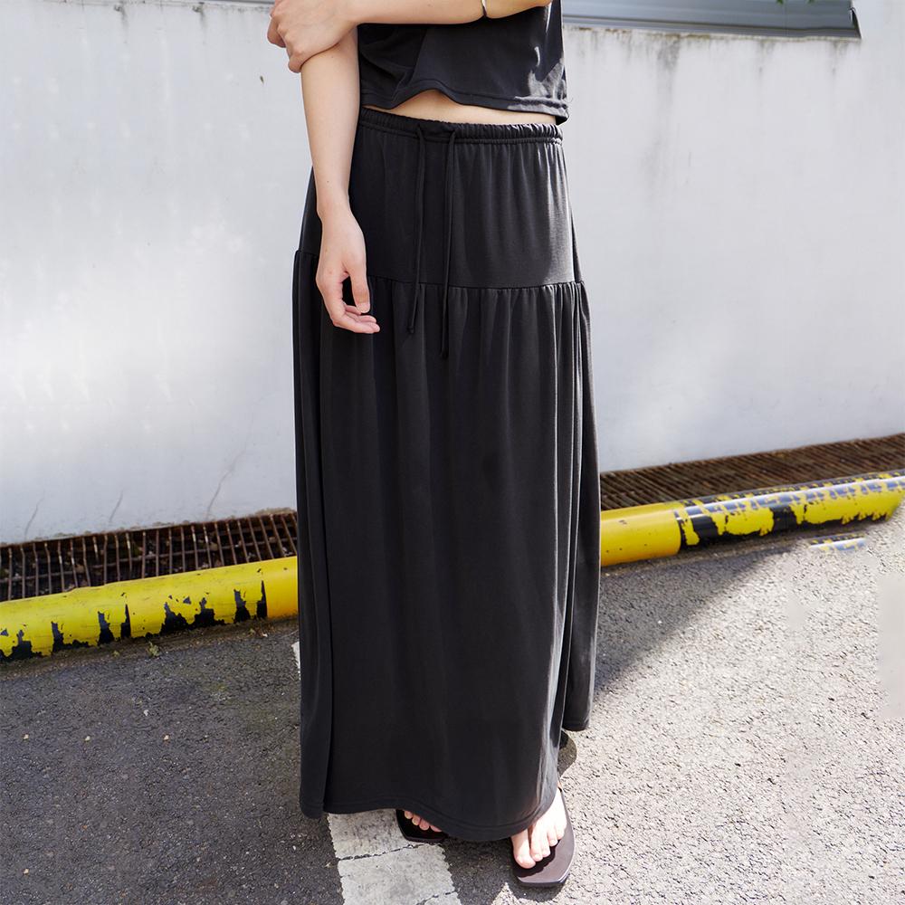 Nowood Soft Modal Tiered Skirt (Black)