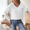 Women's Short Wool Top, Pearl Beaded Navy Collar Sweater, Cross-border European and American Women's Clothing Autumn and Winter Pullover Sweater