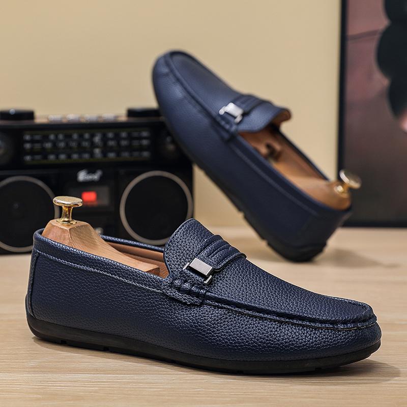 Fashion Leather Mens Loafers Luxury Brand Men Casual Shoes Lightweight Slip On Walking Boat Shoes Comfortable Lazy Driving Shoes