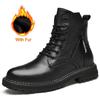 Luxury Brand Autumn Winter High Top Boots Men Casual Outdoor Cow Leather Shoes New Genuine Leather Designer Ankle Boots