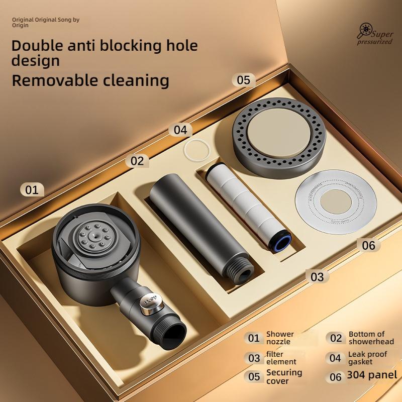 New 5 Modes High Pressure Filter Shower Head Water Saving With Stop Button Handheld Shower Head Bathroom Accessorie