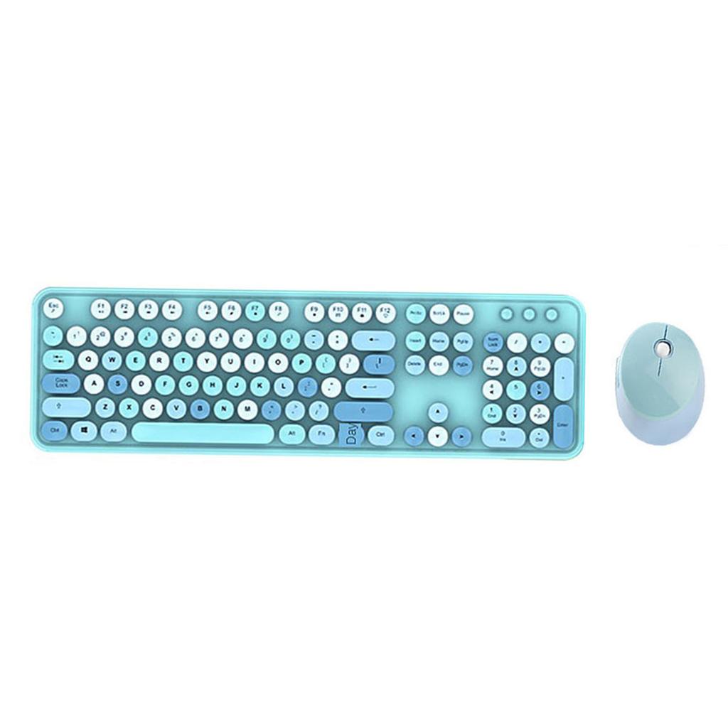 Sweet Keyboard Mouse Combo Mixed Color 2.4G Wireless Keyboard Mouse Set Circular Suspension Key for PC Laptop Light Brown