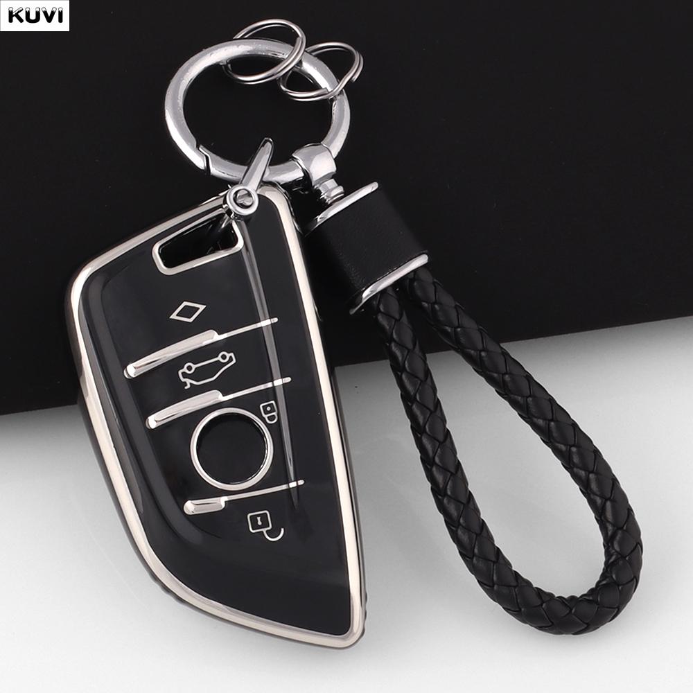 Pink Tpu Car Key Case Cover Shell Fob Keychain For Bmw X1 X3 X5 X6 X7 1 3 5 6 7 Series G20 G30 G11 F15 F16 G01 G02 F48 Keyless