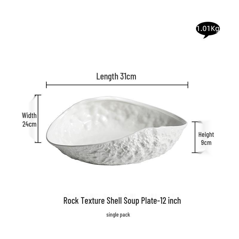 2025 Luxury Rock Texture Ceramic Plate for Steaming Fish or Soup