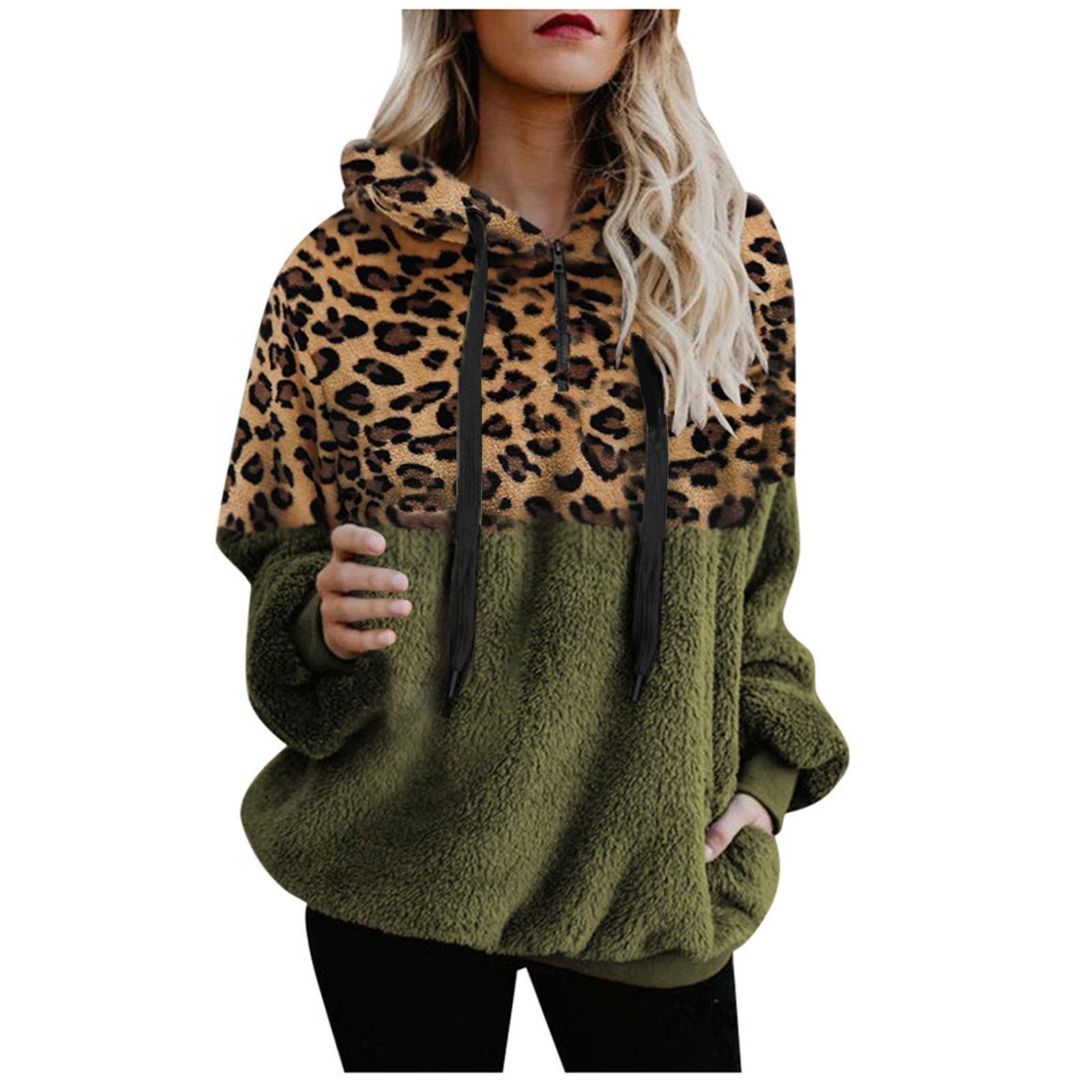 Женский модный плюшевый свитер с капюшоном и молнией с длинными рукавами и блокировкой — фото 6