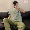 Casual Spring Elastic Waist Summer Young Boys Sleepwear Mens Pajamas Set Stripe Short Sleeve Nightwear Pijama Home Wear Clothes