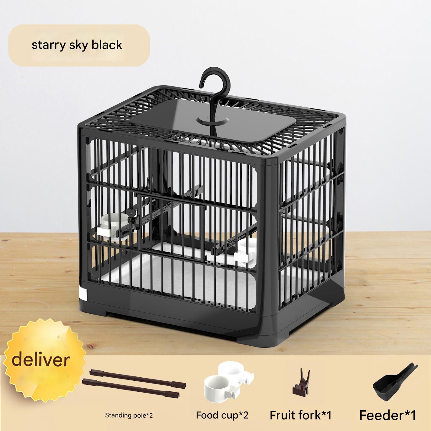 High Quality Customized ABS Durable Lightweight Foldable Rectangle Parrot Birdcage Ventilation Portable Design Eco-Friendly (Black,L) чёрный