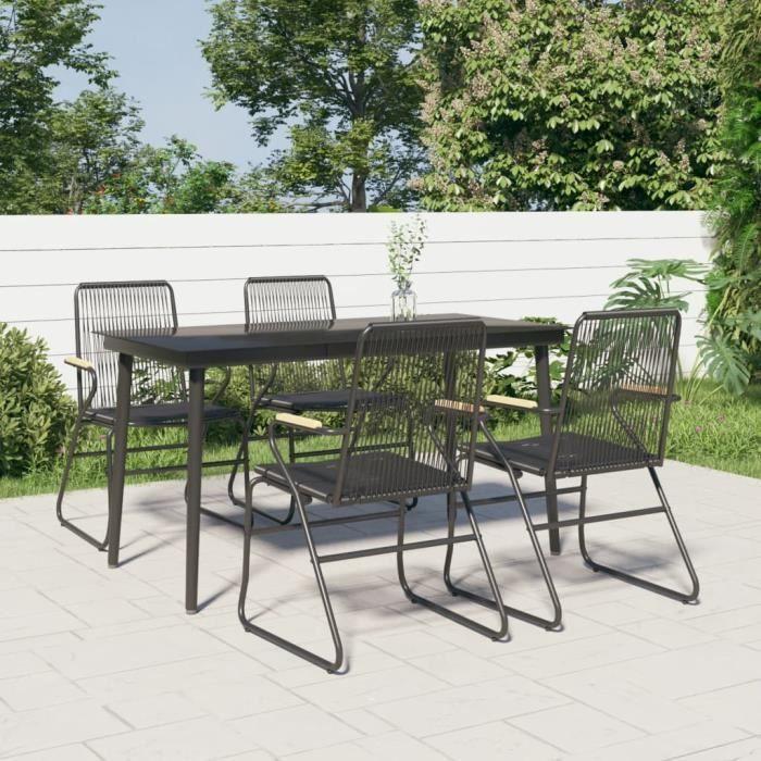 VidaXL Mobilier à dîner de jardin 5 pcs Noir Rotin PVC 3099217