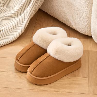 Winter Women Boots Plush Warm Thick Bottom Boots Breathable Soft Non-slip Cotton Slippers
