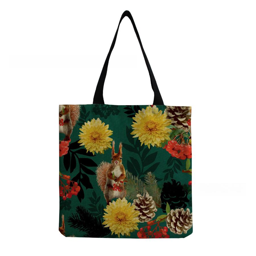 Women Vintage Linen Tote Bag - Large Capacity Sunflower Print Shoulder Handbag for Casual & Grocery Shopping KTB