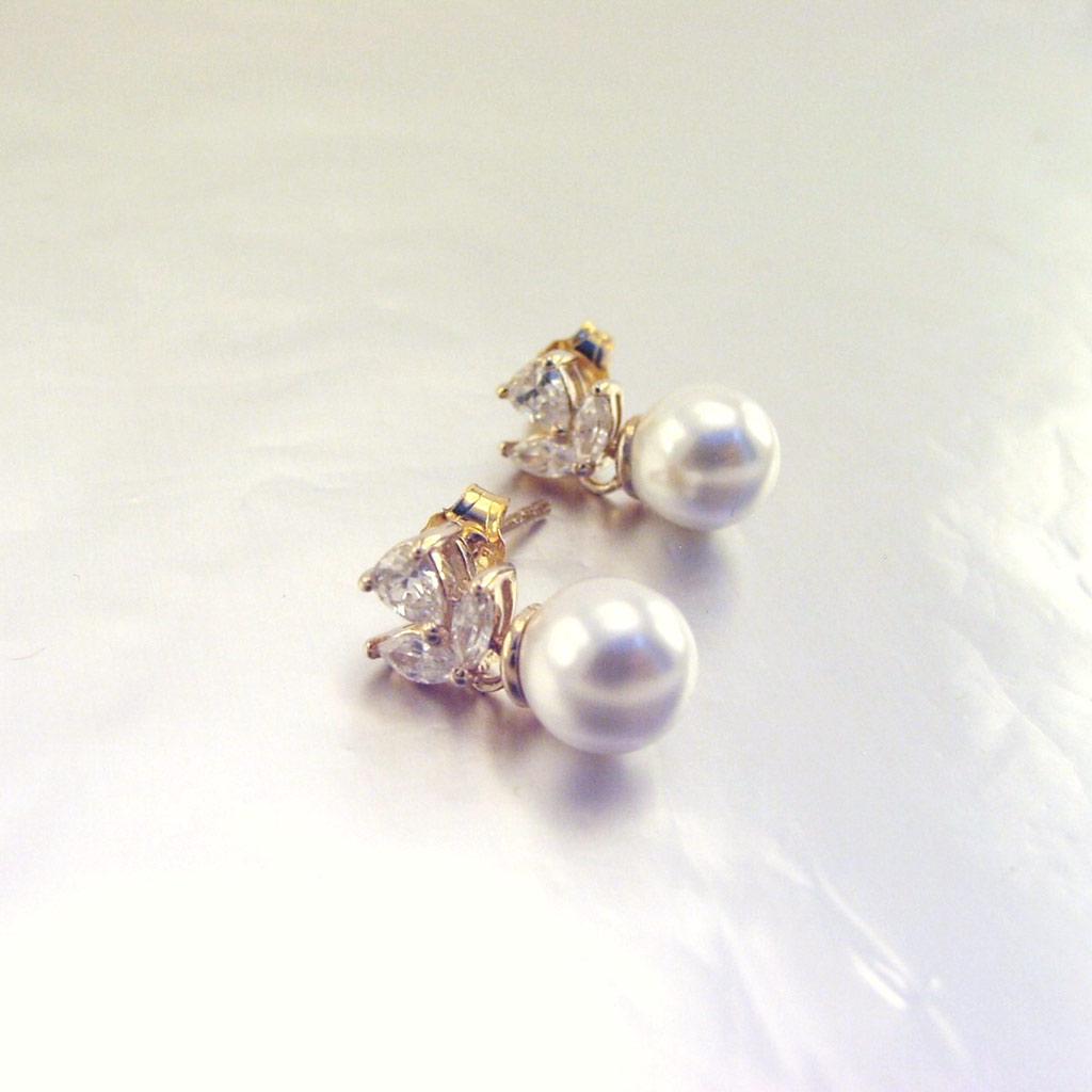 Les Trésors De Lily [E7749] - Gold Plated 'Catherine' White Gold Earrings - 10x8 Mm