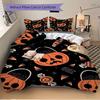 3Pcs Pumpkin, Halloween Printed Bedding Set, Breathable And Soft, Machine Washable, Christmas Gift, Suitable for Bedroom Decoration, 15144