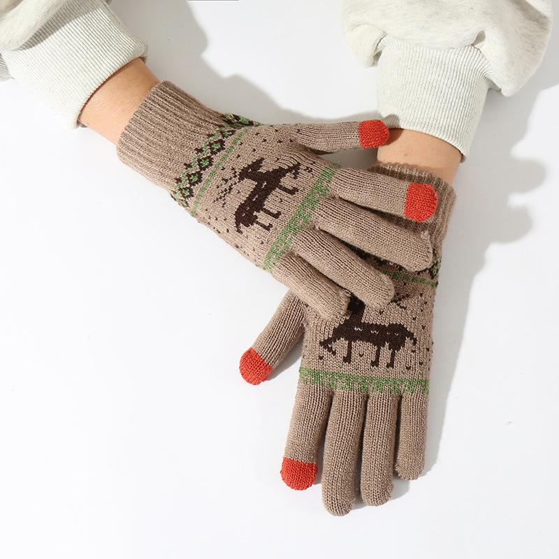 Updated gloves cute deer velvet thickened cold and warm riding