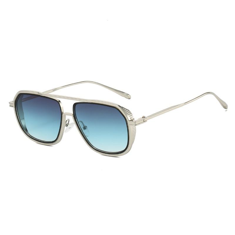 Non-polarized Fashion Steam Punk Double Girder Sunglasses Men Women Metal Square High Definition Driving Eyeglasses