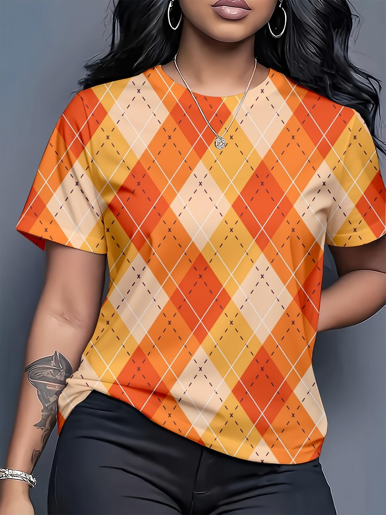 Women s Casual T-Shirt- Soft and Comfortable. Machine Washable. Round Neck. Short Sleeve. SpringSummer Fashion Top. Patterned T-Shirt. Summer Top S