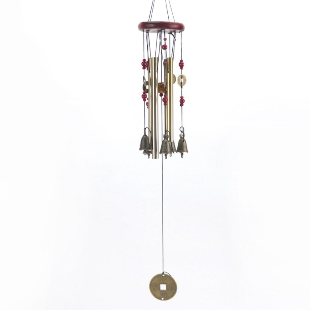 Aluminum Tube Wind Chimes Bronze Bell 6 Tuned Tubes Multi-Pipe Wind Chimes Golden Finish Deep Tone Memorial Wind Chimes