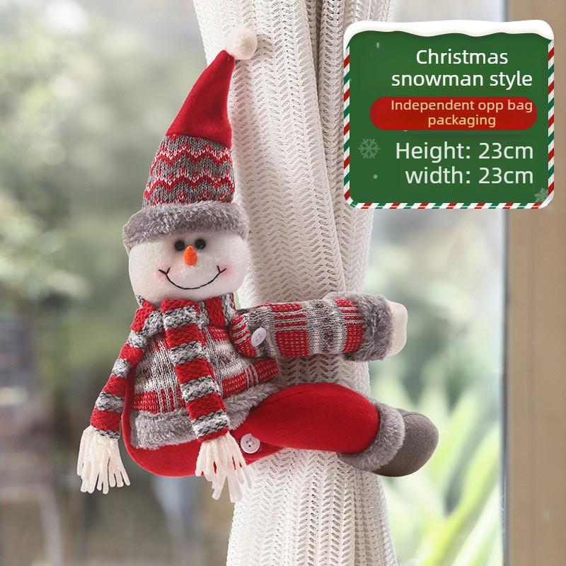 Santa Claus Curtain Decoration Dolls Christmas Plush Curtain Buckles Window Decorations Suitable for Christmas Party Gifts