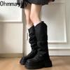 Autumn Winter Platform Thick Bottom Women Long Boots Fashion Slip On Shoes Vintage Ladies Knight Botas