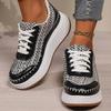Fashion Thick Bottom Lace Up Walking Shoes Woman Fashion Colored Sequins Platform Sneakers Women Comfort Non Slip Sports Shoes Ladies