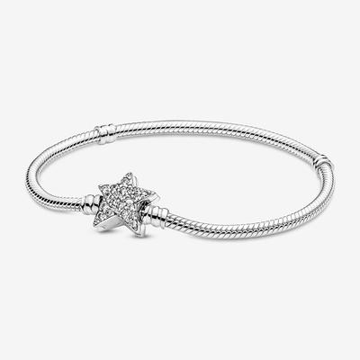 Pulsera Popular de Plata de Ley 925 Para Mujer Con Estrella Brillante Joyería DIY Compatible con Abalorios Originales de Moda Mejor Regalo
