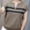 Short-sleeved T-shirt Women's Top V-neck Loose Casual Middle-aged and Elderly Mothers Wear Thin Summer Age-reducing Base Shirt