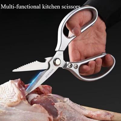 1PC Multi-Purpose Stainless Steel Kitchen Shears - Heavy-Duty Poultry Scissors with Comfortable Aluminum Alloy Grip for Food Pre