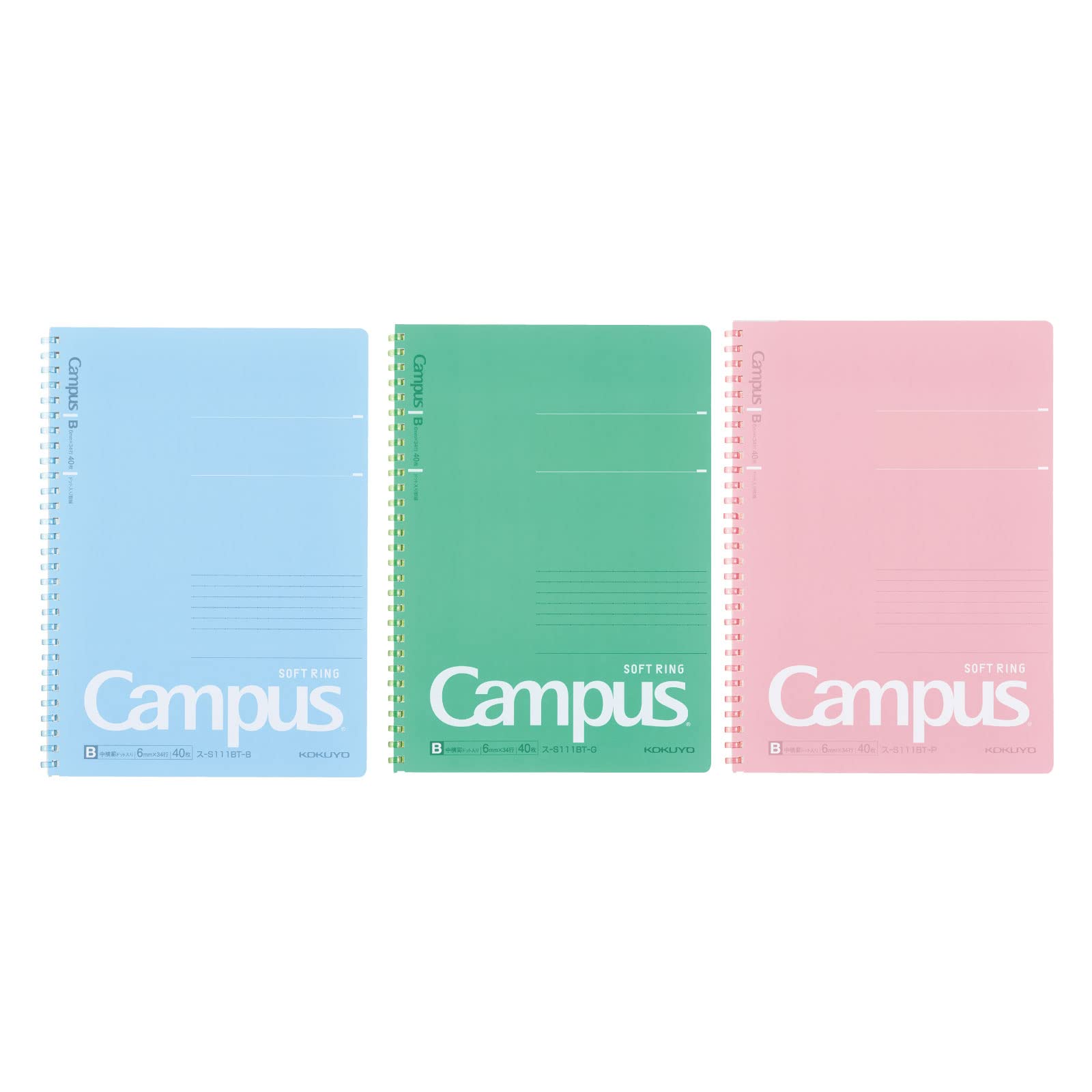 

Блокнот KOKUYO Campus с мягким кольцом, точками, B, линейка, B5, набор из 3 книг, 3 цвета, S-S111BTX3