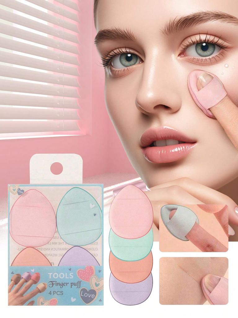4/8PCS Box Mini Thumb Powder Puff, Four Color Water Concealer Powder Puff, Dry And Wet Dual-Use, Com