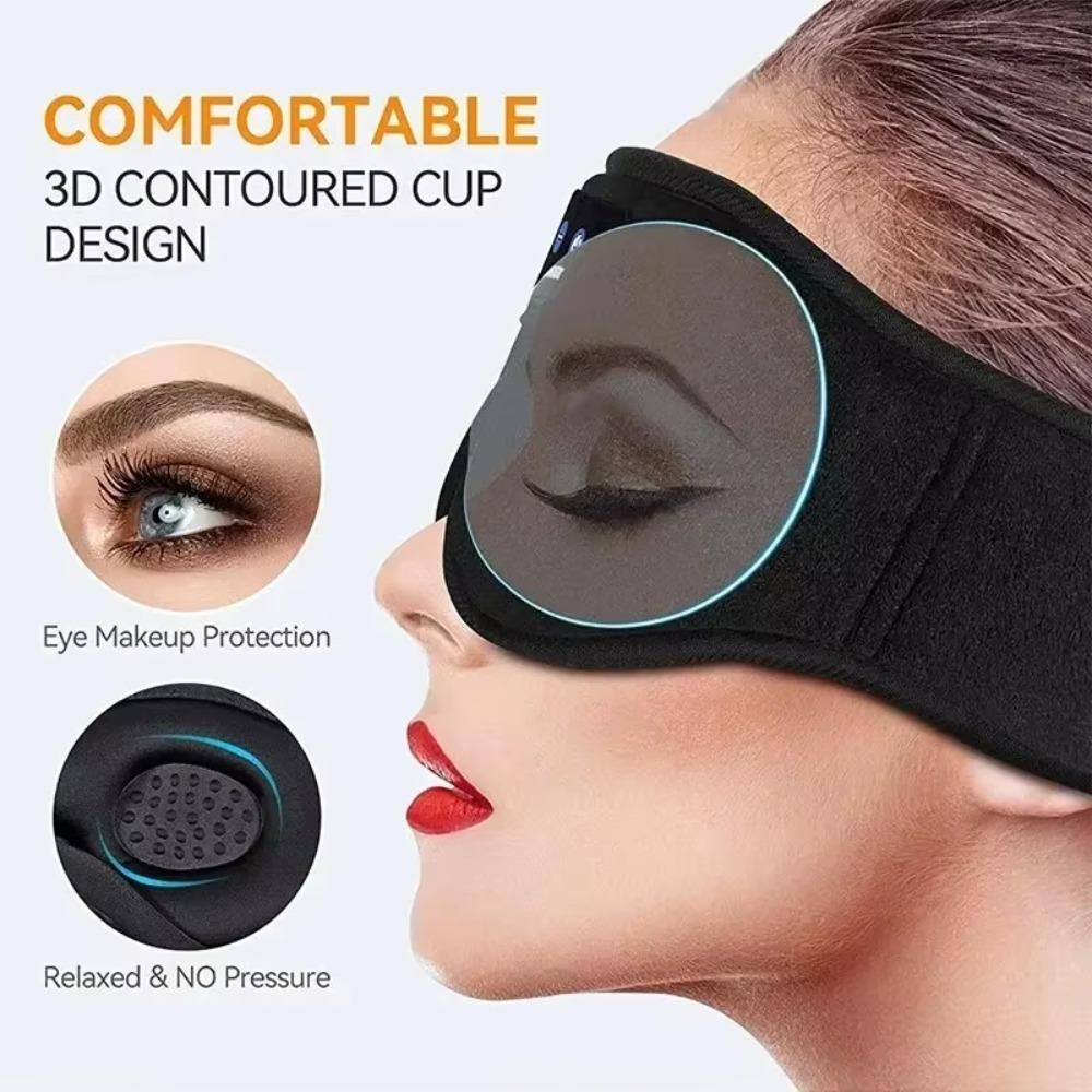Stereo Wireless 3D Eye Mask Super Soft Bluetooth 5.0 Fleece Headband with Built-in HD Speaker Music Play Sleeping Headphones
