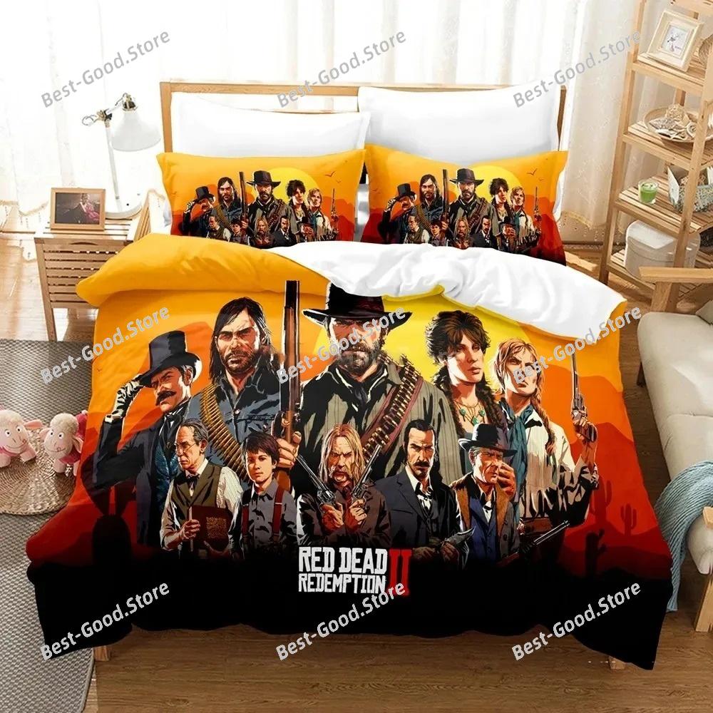 Game Red Dead Redemption Bedding Set Boys Girls Twin Queen Size Duvet Cover Pillowcase Bed Kids Adult Home Textileextile