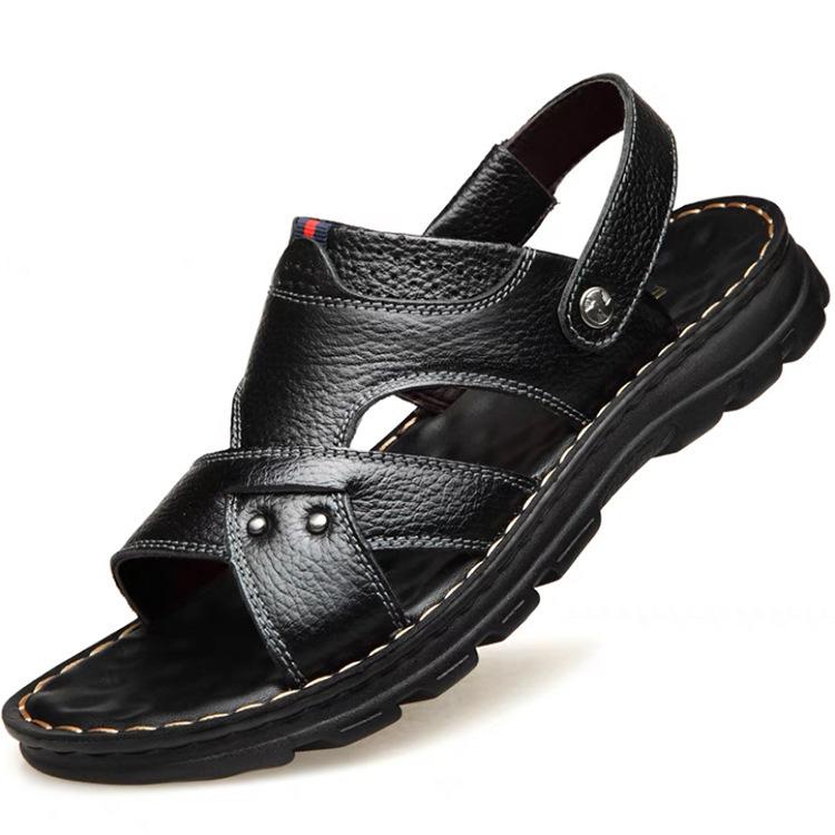 Fashion Classic Men's Sandals Solid Color PU Leather Man Summer Beach Slippers Casual Comfortable Open Toe Sandals Soft Gladiator Sandal