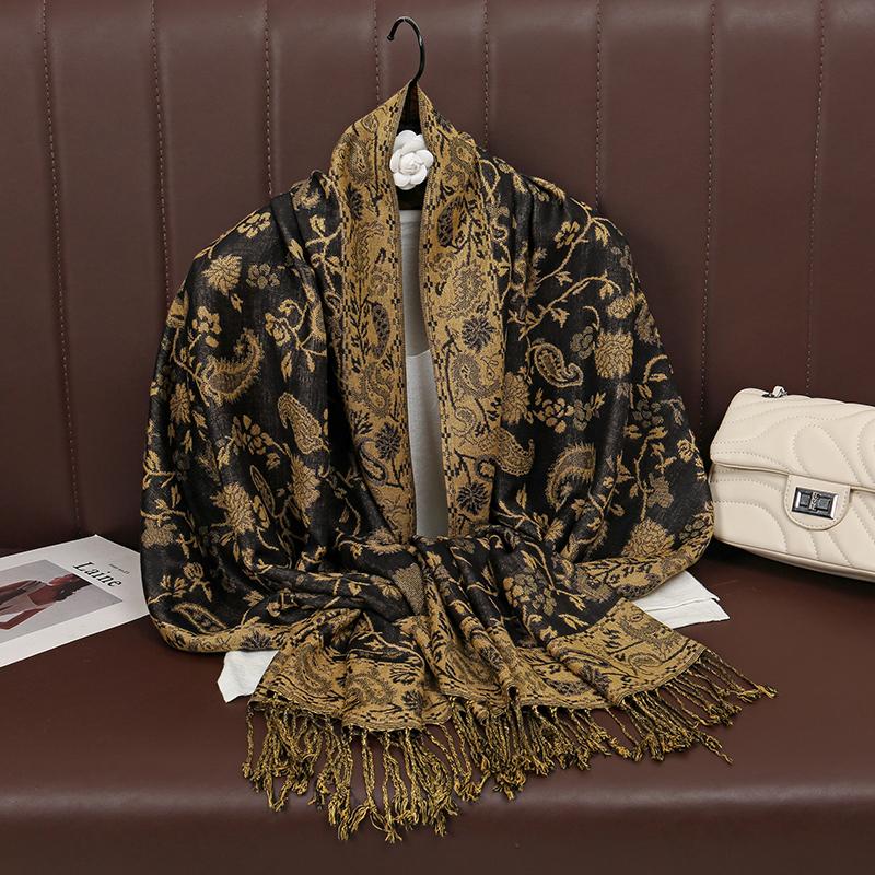 Foulard Paisley Imprime Design Hijabs Pour Femme Cachemire Pashmina Chale Dame Enveloppement Chaud Hiver Foulards Femme