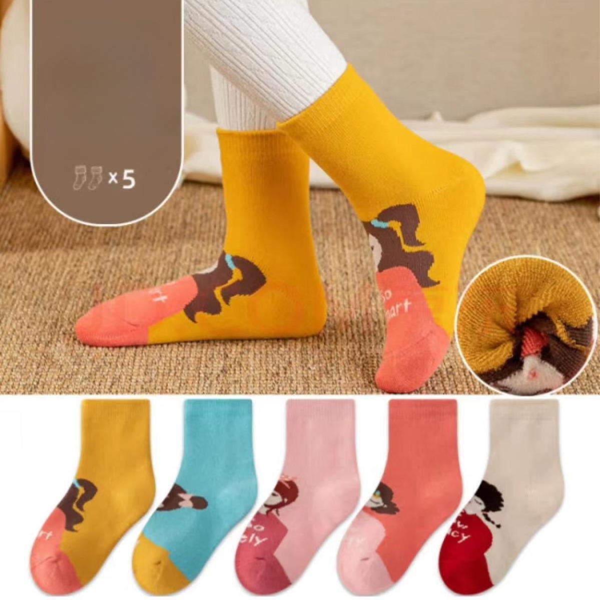 

5 пар детских носков шерстяные круговые с утолщенной кожей теплые чулки осень-зима детские носки-тапочки для мальчиков и девочек L