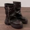 Stivali da Cavaliere da Donna di Marca Desinger a Metà Polpaccio con Zeppa e Tacco Alto Grosso Stivaletti Lunghi da Motociclista Punk Goth Scarpe Streetwear da Donna