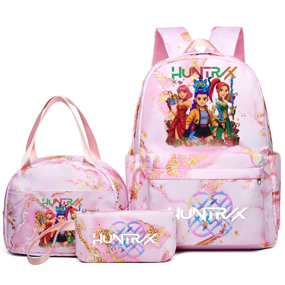 3Pcs/set Christmas Kpop Printed Backpack Handbag Pencil Case for Teenager Student Girl Boy Bookbag Schoolbag Women Large Capacity Travel Bag Kid Gift